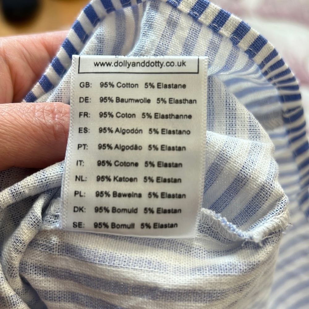 Dolly and Dotty Amanda Blue Pinstriped Cotton Swing Dress - Picture 11 of 11